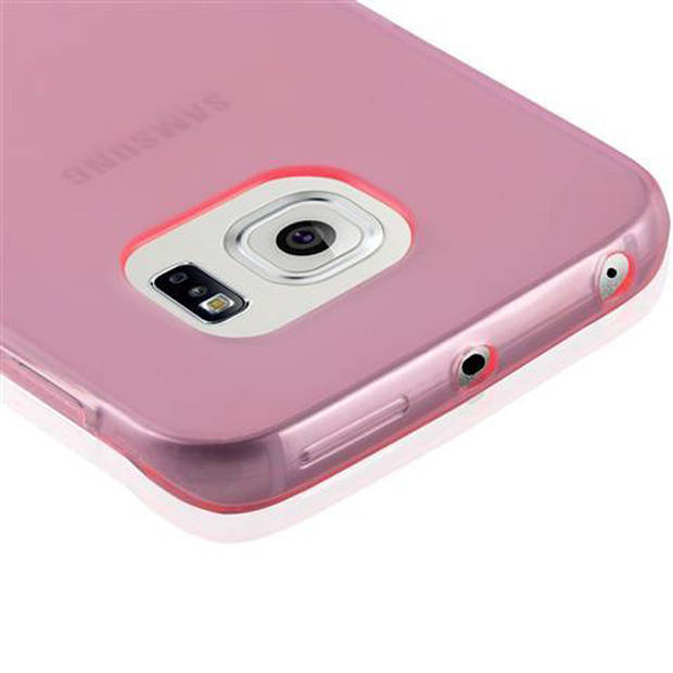 Cadorabo Hoesje geschikt voor Samsung Galaxy S6 EDGE in TRANSPARANT ROZE - Beschermhoes Cover gemaakt van TPU Silicone