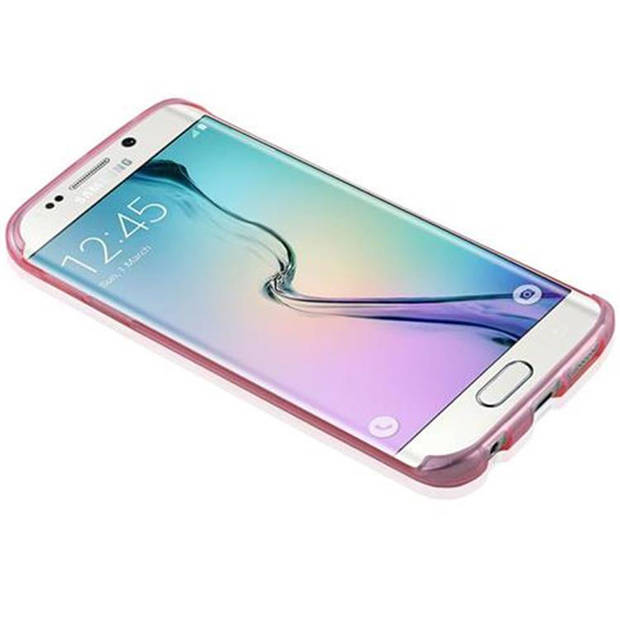 Cadorabo Hoesje geschikt voor Samsung Galaxy S6 EDGE in TRANSPARANT ROZE - Beschermhoes Cover gemaakt van TPU Silicone