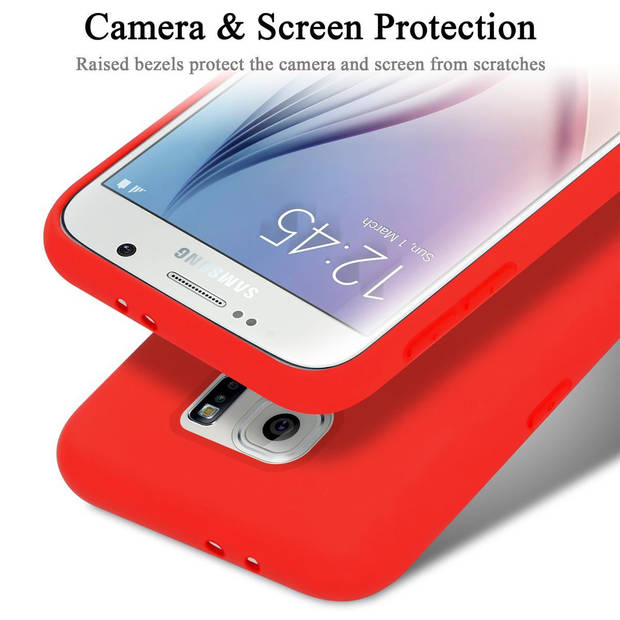 Cadorabo Hoesje geschikt voor Samsung Galaxy S6 Case in LIQUID ROOD - Beschermhoes TPU silicone Cover