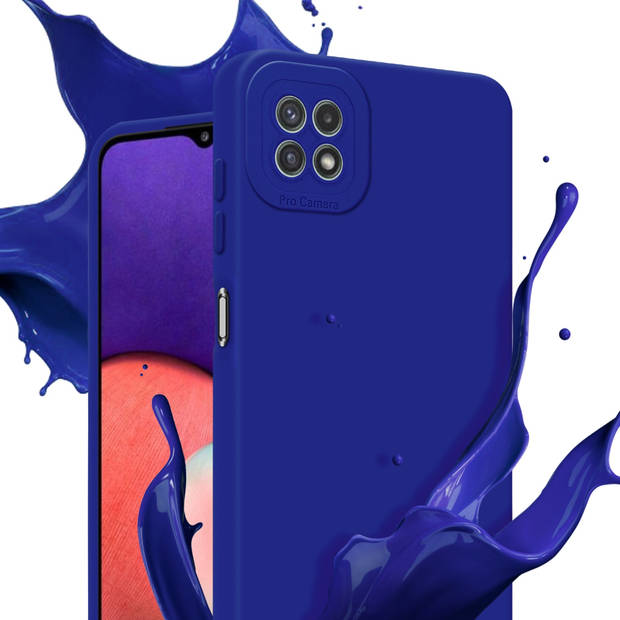 Cadorabo Hoesje geschikt voor Samsung Galaxy A22 5G in FLUID BLAUW - Beschermhoes TPU silicone Cover Case