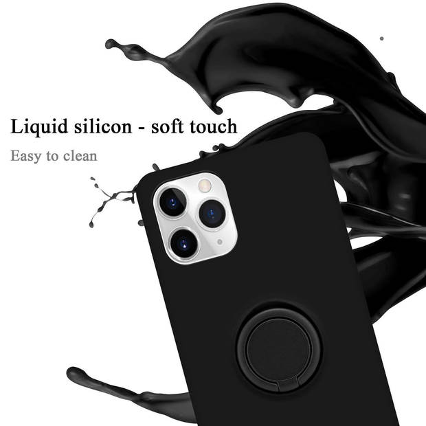 Cadorabo Hoesje geschikt voor Apple iPhone 11 PRO in LIQUID ZWART - Beschermhoes van TPU silicone Case Cover met ring