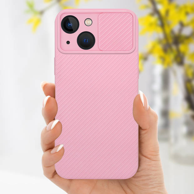 Cadorabo Hoesje geschikt voor Apple iPhone 13 in Bonbon Roze - Beschermhoes TPU-silicone Case Cover Camerabescherming