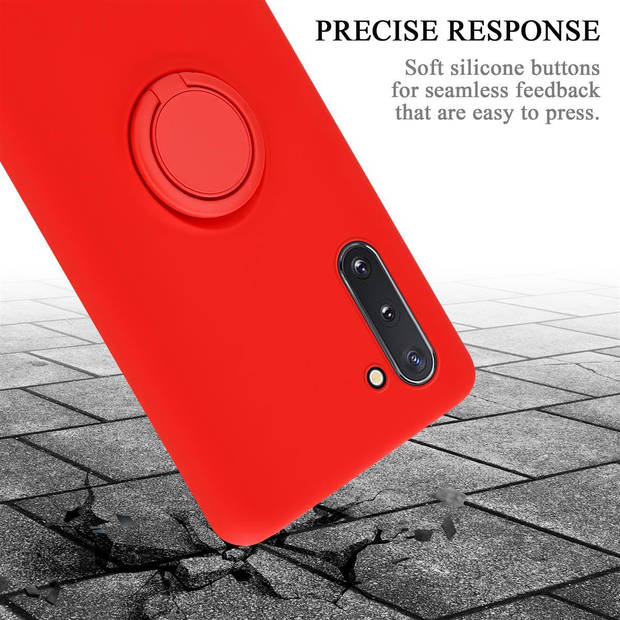 Cadorabo Hoesje geschikt voor Samsung Galaxy NOTE 10 in LIQUID ROOD - Beschermhoes van TPU silicone Case Cover met ring