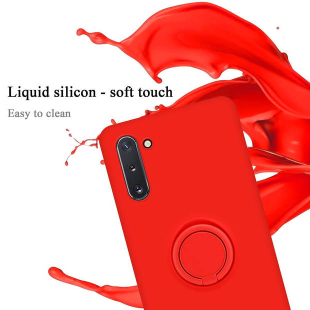 Cadorabo Hoesje geschikt voor Samsung Galaxy NOTE 10 in LIQUID ROOD - Beschermhoes van TPU silicone Case Cover met ring