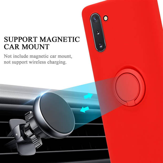 Cadorabo Hoesje geschikt voor Samsung Galaxy NOTE 10 in LIQUID ROOD - Beschermhoes van TPU silicone Case Cover met ring