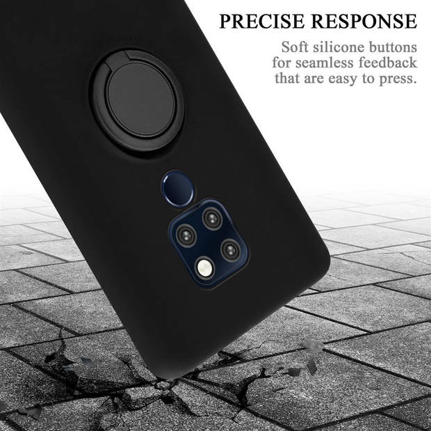 Cadorabo Hoesje geschikt voor Huawei MATE 20 in LIQUID ZWART - Beschermhoes van TPU silicone Case Cover met ring