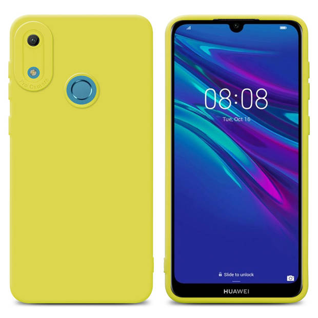 Cadorabo Hoesje geschikt voor Huawei Y6 2019 in FLUID GEEL - Beschermhoes TPU silicone Cover Case