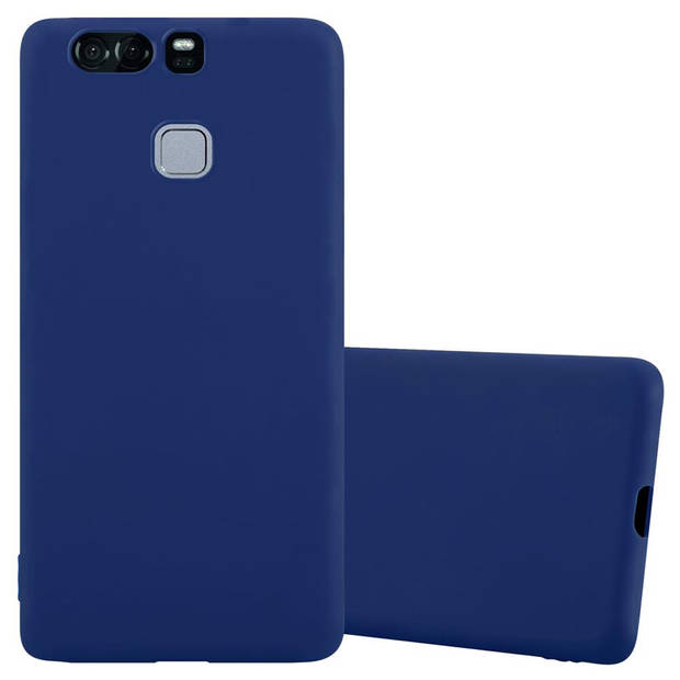 Cadorabo Hoesje geschikt voor Huawei P9 in CANDY DONKER BLAUW - Beschermhoes TPU silicone Case Cover