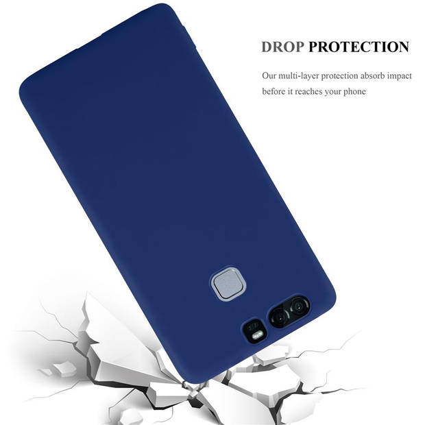 Cadorabo Hoesje geschikt voor Huawei P9 in CANDY DONKER BLAUW - Beschermhoes TPU silicone Case Cover