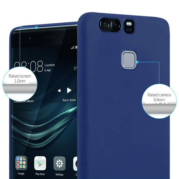 Cadorabo Hoesje geschikt voor Huawei P9 in CANDY DONKER BLAUW - Beschermhoes TPU silicone Case Cover
