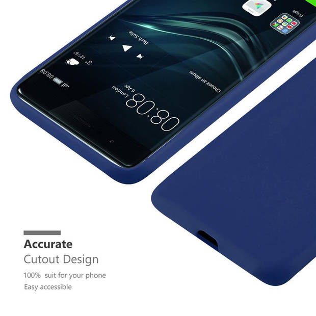 Cadorabo Hoesje geschikt voor Huawei P9 in CANDY DONKER BLAUW - Beschermhoes TPU silicone Case Cover