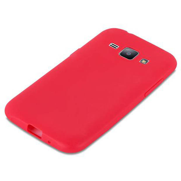 Cadorabo Hoesje geschikt voor Samsung Galaxy J1 2015 in CANDY ROOD - Beschermhoes TPU silicone Case Cover