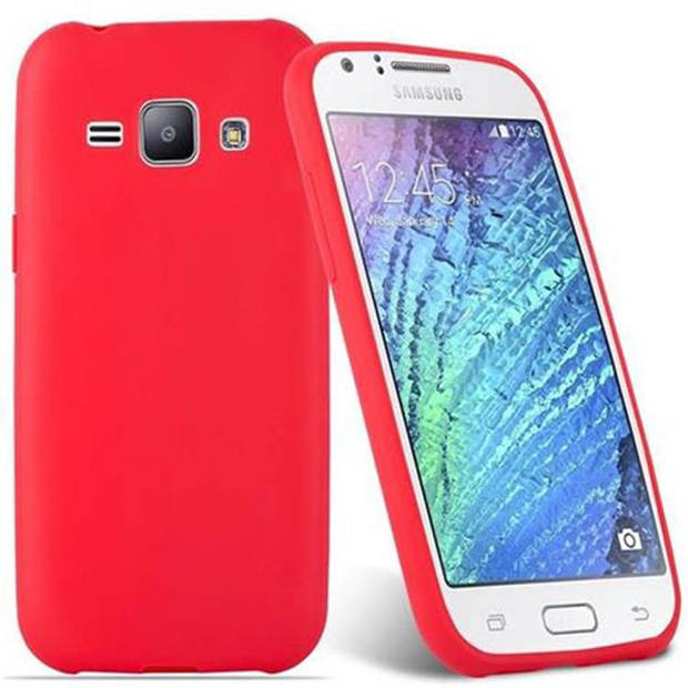 Cadorabo Hoesje geschikt voor Samsung Galaxy J1 2015 in CANDY ROOD - Beschermhoes TPU silicone Case Cover