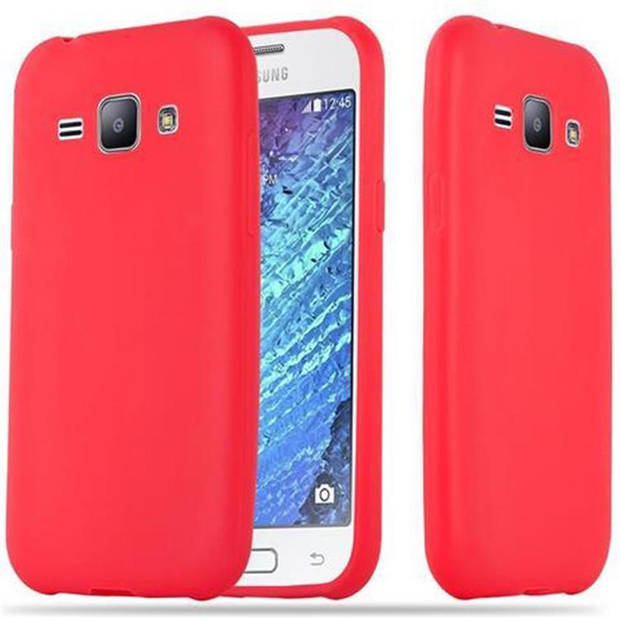 Cadorabo Hoesje geschikt voor Samsung Galaxy J1 2015 in CANDY ROOD - Beschermhoes TPU silicone Case Cover