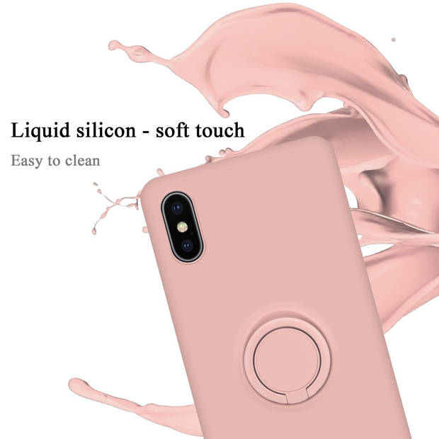 Cadorabo Hoesje geschikt voor Apple iPhone X / XS in LIQUID ROZE - Beschermhoes van TPU silicone Case Cover met ring