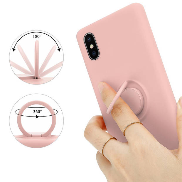 Cadorabo Hoesje geschikt voor Apple iPhone X / XS in LIQUID ROZE - Beschermhoes van TPU silicone Case Cover met ring