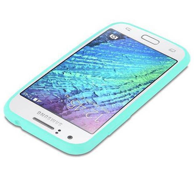 Cadorabo Hoesje geschikt voor Samsung Galaxy J1 2015 in CANDY BLAUW - Beschermhoes TPU silicone Case Cover