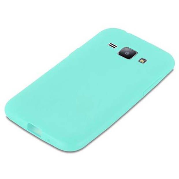 Cadorabo Hoesje geschikt voor Samsung Galaxy J1 2015 in CANDY BLAUW - Beschermhoes TPU silicone Case Cover