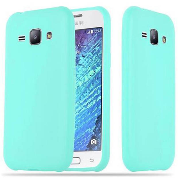 Cadorabo Hoesje geschikt voor Samsung Galaxy J1 2015 in CANDY BLAUW - Beschermhoes TPU silicone Case Cover