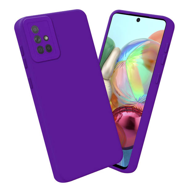 Cadorabo Hoesje geschikt voor Samsung Galaxy A71 4G in FLUID DONKER PAARS - Beschermhoes TPU silicone Cover Case