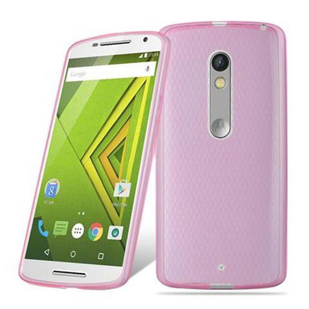 Cadorabo Hoesje geschikt voor Motorola MOTO X PLAY in TRANSPARANT ROZE - Beschermhoes Cover gemaakt van TPU Silicone