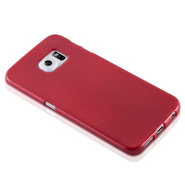 Cadorabo Hoesje geschikt voor Samsung Galaxy S6 EDGE in ROOD - Beschermhoes TPU silicone Case Cover Brushed