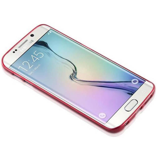 Cadorabo Hoesje geschikt voor Samsung Galaxy S6 EDGE in ROOD - Beschermhoes TPU silicone Case Cover Brushed