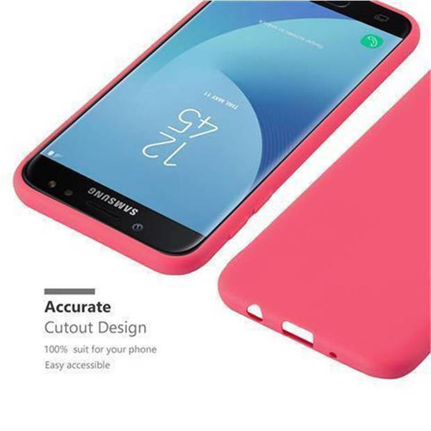 Cadorabo Hoesje geschikt voor Samsung Galaxy J7 2017 in CANDY ROOD - Beschermhoes TPU silicone Case Cover