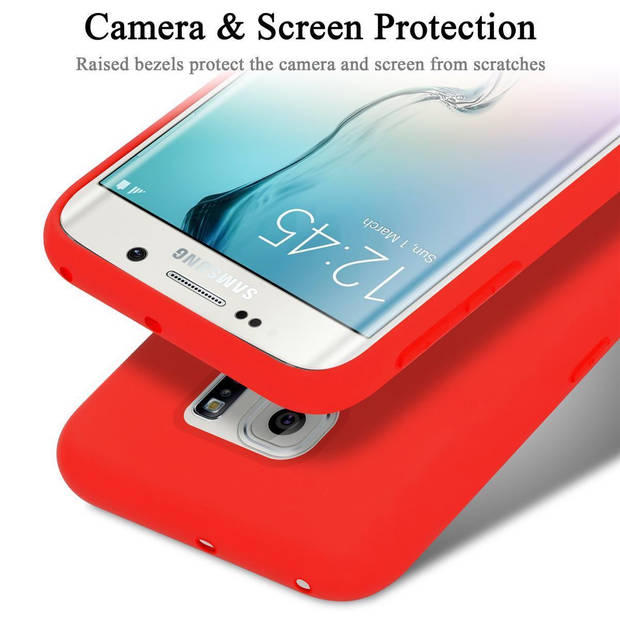 Cadorabo Hoesje geschikt voor Samsung Galaxy S6 EDGE Case in LIQUID ROOD - Beschermhoes TPU silicone Cover