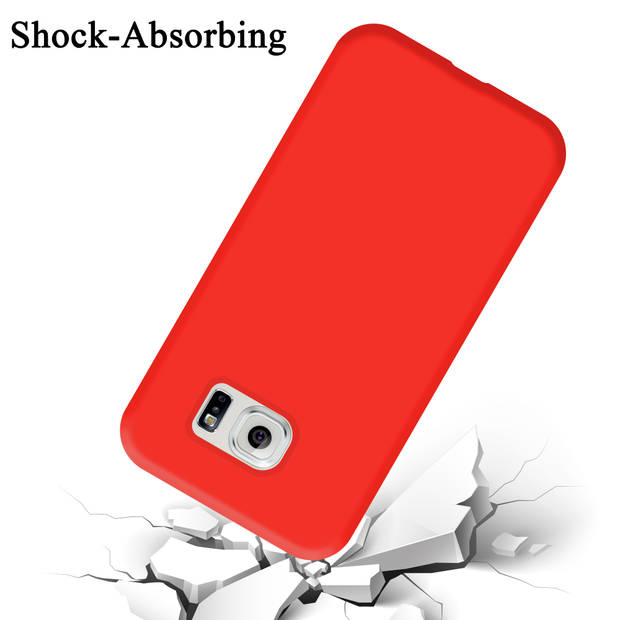 Cadorabo Hoesje geschikt voor Samsung Galaxy S6 EDGE Case in LIQUID ROOD - Beschermhoes TPU silicone Cover