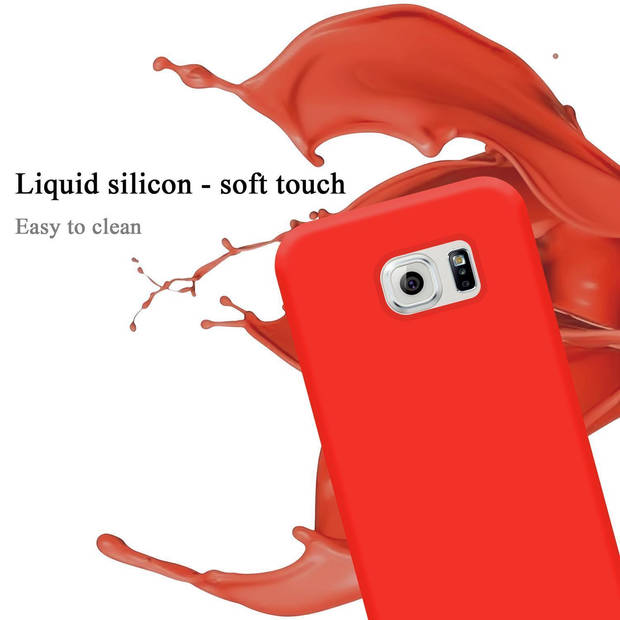 Cadorabo Hoesje geschikt voor Samsung Galaxy S6 EDGE Case in LIQUID ROOD - Beschermhoes TPU silicone Cover