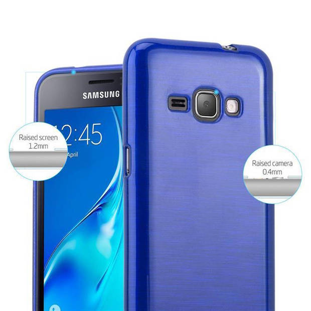 Cadorabo Hoesje geschikt voor Samsung Galaxy J1 2016 in BLAUW - Beschermhoes TPU silicone Case Cover Brushed