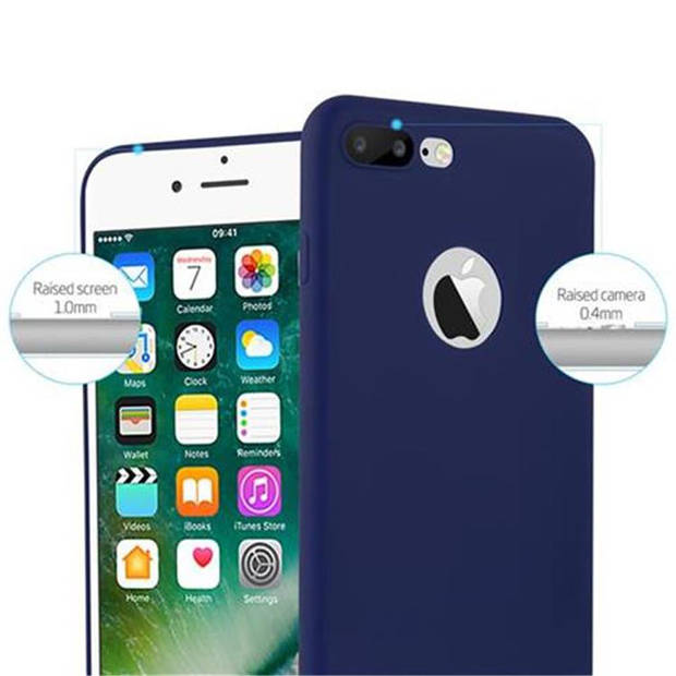 Cadorabo Hoesje geschikt voor Apple iPhone 7 PLUS / 7S PLUS / 8 PLUS in CANDY DONKER BLAUW - Beschermhoes TPU silicone