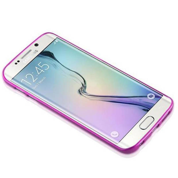 Cadorabo Hoesje geschikt voor Samsung Galaxy S6 EDGE in ROZE - Beschermhoes TPU silicone Case Cover Brushed