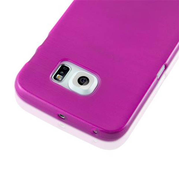 Cadorabo Hoesje geschikt voor Samsung Galaxy S6 EDGE in ROZE - Beschermhoes TPU silicone Case Cover Brushed