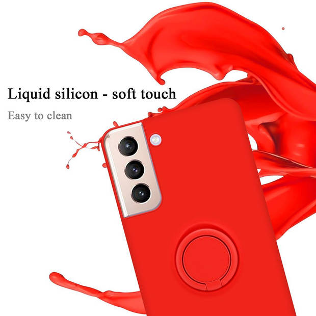 Cadorabo Hoesje geschikt voor Samsung Galaxy S21 PLUS in LIQUID ROOD - Beschermhoes van TPU silicone Case Cover met ring