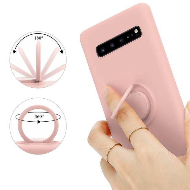 Cadorabo Hoesje geschikt voor Samsung Galaxy S10 5G in LIQUID ROZE - Beschermhoes van TPU silicone Case Cover met ring