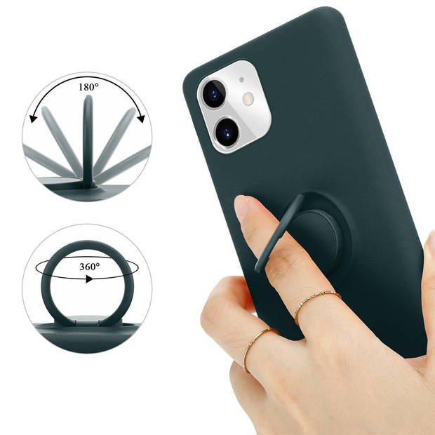 Cadorabo Hoesje geschikt voor Apple iPhone 11 in LIQUID GROEN - Beschermhoes van TPU silicone Case Cover met ring