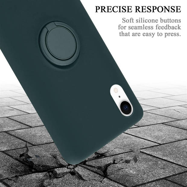 Cadorabo Hoesje geschikt voor Apple iPhone XR in LIQUID GROEN - Beschermhoes van TPU silicone Case Cover met ring