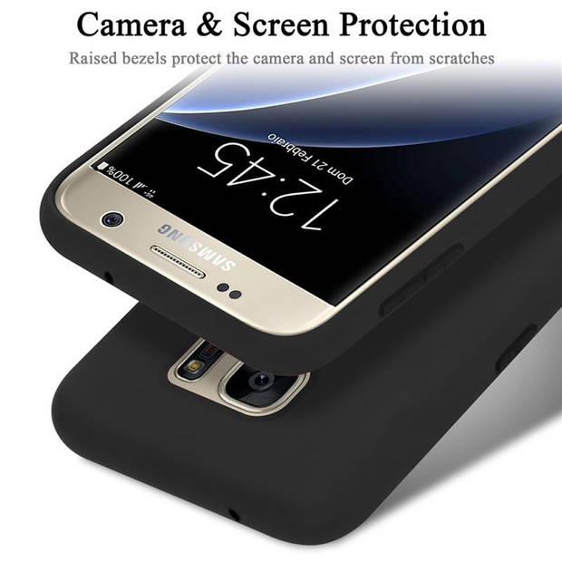 Cadorabo Hoesje geschikt voor Samsung Galaxy S7 Case in LIQUID ZWART - Beschermhoes TPU silicone Cover