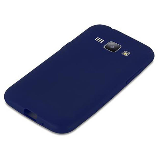 Cadorabo Hoesje geschikt voor Samsung Galaxy J1 2015 in CANDY DONKER BLAUW - Beschermhoes TPU silicone Case Cover