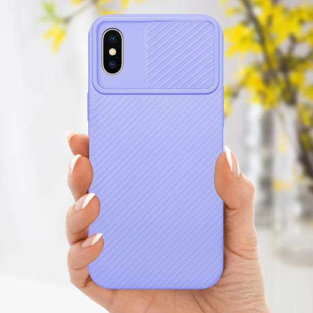 Cadorabo Hoesje geschikt voor Apple iPhone X / XS in Bonbon Paars - Beschermhoes TPU-silicone Case Cover