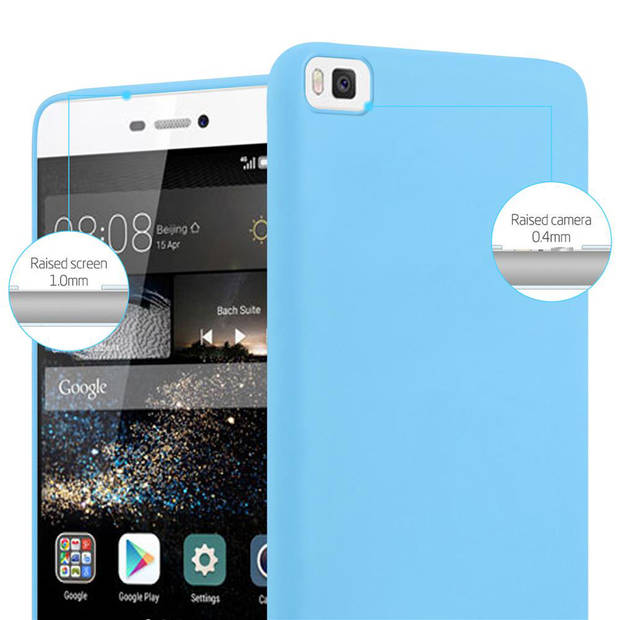 Cadorabo Hoesje geschikt voor Huawei P8 in CANDY BLAUW - Beschermhoes TPU silicone Case Cover