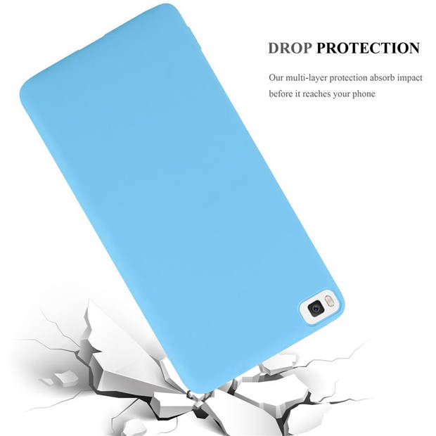 Cadorabo Hoesje geschikt voor Huawei P8 in CANDY BLAUW - Beschermhoes TPU silicone Case Cover