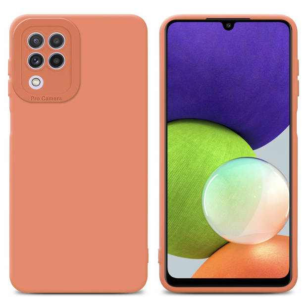 Cadorabo Hoesje geschikt voor Samsung Galaxy A22 4G in FLUID LICHT ORANJE - Beschermhoes TPU silicone Cover Case