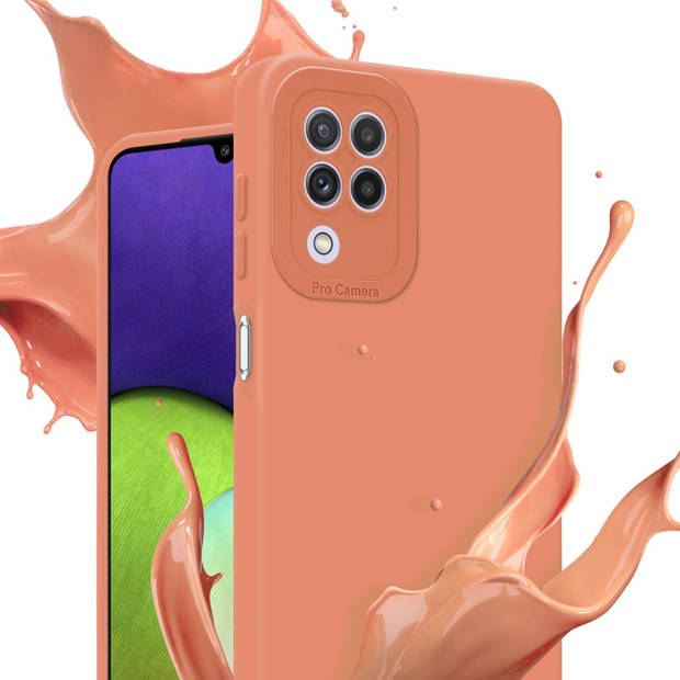 Cadorabo Hoesje geschikt voor Samsung Galaxy A22 4G in FLUID LICHT ORANJE - Beschermhoes TPU silicone Cover Case