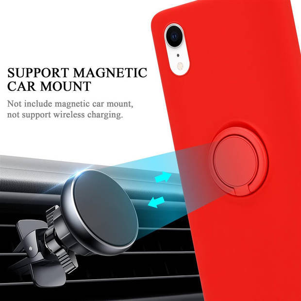 Cadorabo Hoesje geschikt voor Apple iPhone XR in LIQUID ROOD - Beschermhoes van TPU silicone Case Cover met ring