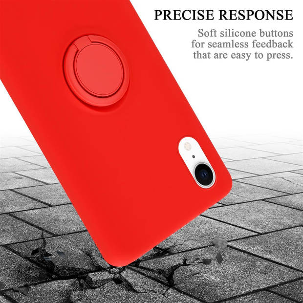 Cadorabo Hoesje geschikt voor Apple iPhone XR in LIQUID ROOD - Beschermhoes van TPU silicone Case Cover met ring