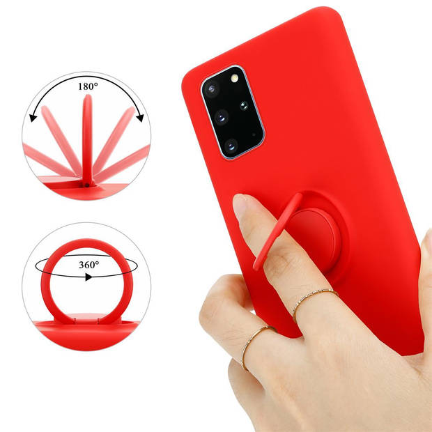 Cadorabo Hoesje geschikt voor Samsung Galaxy S20 PLUS in LIQUID ROOD - Beschermhoes van TPU silicone Case Cover met ring