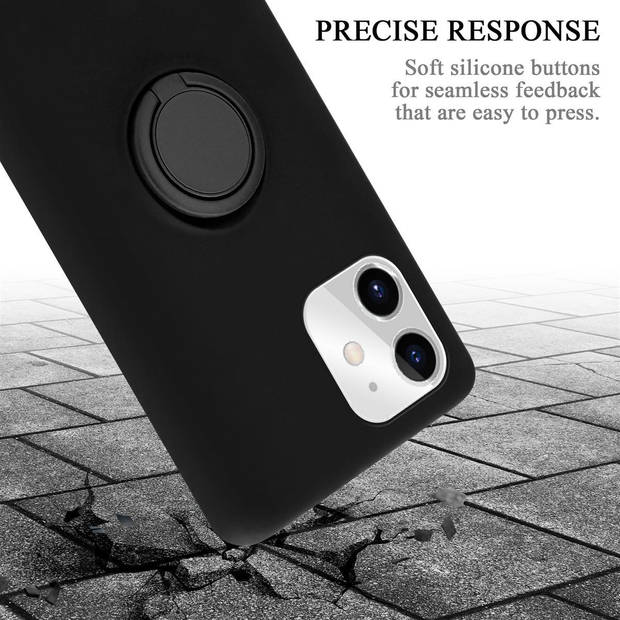 Cadorabo Hoesje geschikt voor Apple iPhone 11 in LIQUID ZWART - Beschermhoes van TPU silicone Case Cover met ring